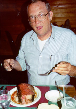 Homer relishing his Prime Rib