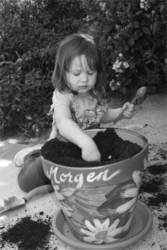 Morgen planting her seeds